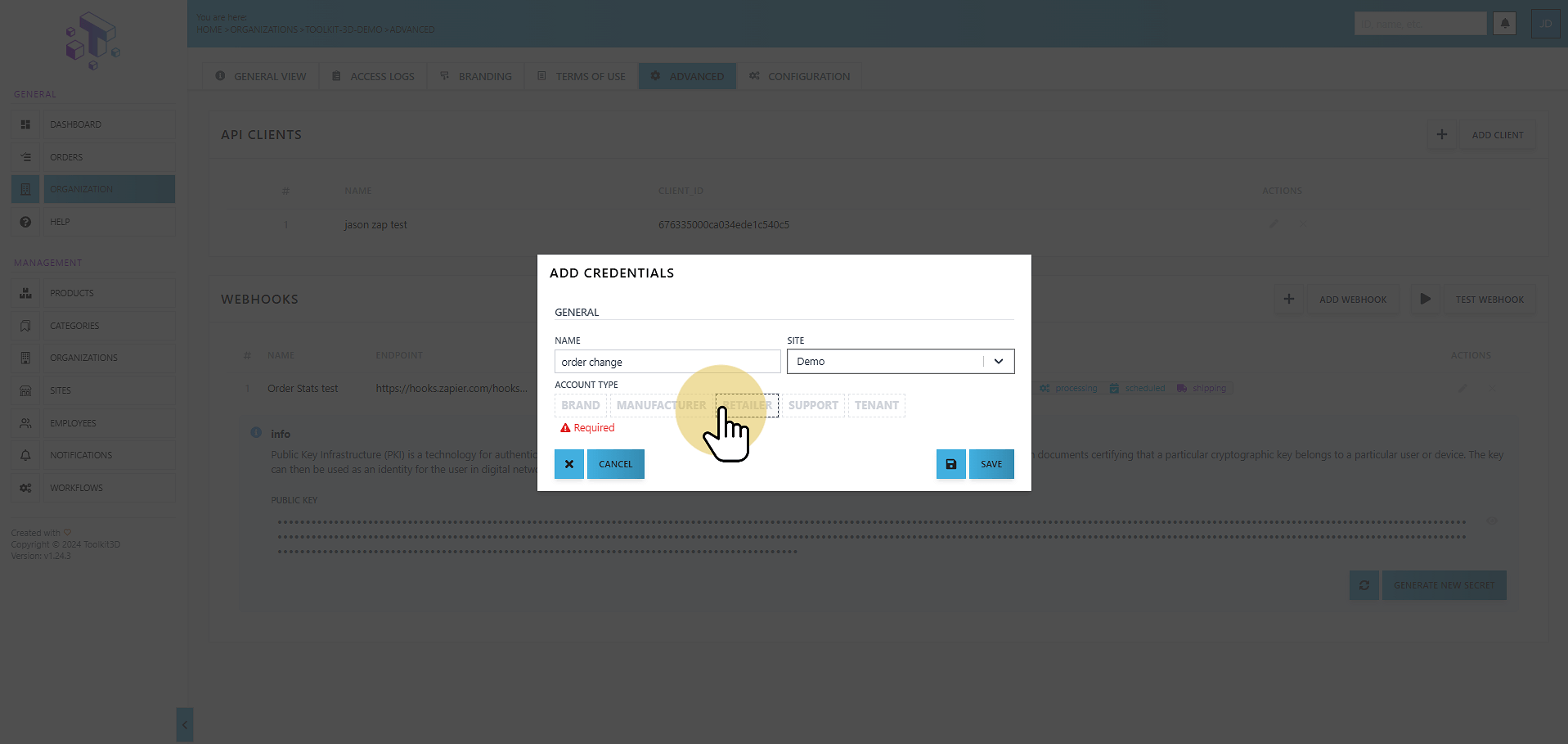 Choose account Type
