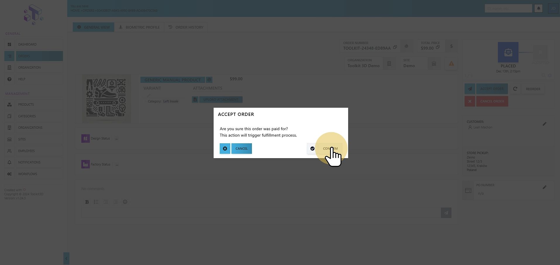 Confirm Order